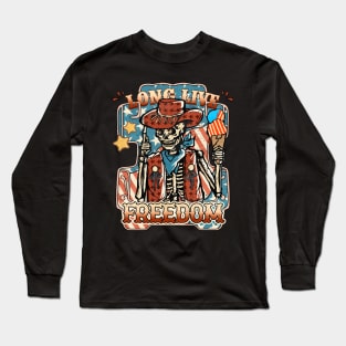 Long Live Freedom Western Skeleton Long Sleeve T-Shirt